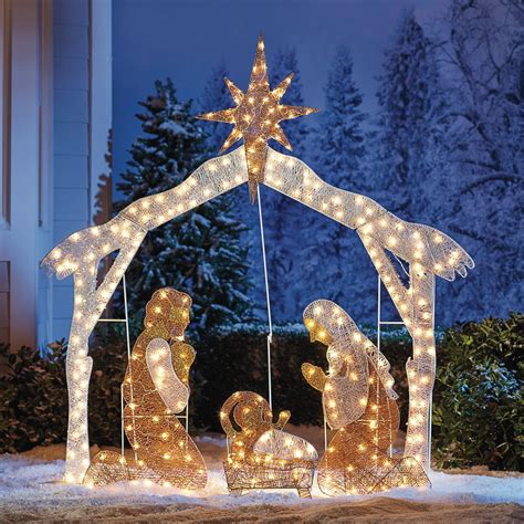 lighted large outdoor nativity set|large lighted outdoor nativity scene.